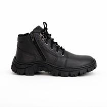 Bota Botina Coturno Masculina Couro Legítimo Zíper Confortável