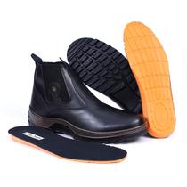 Bota Botina Coturno Masculino Preto Látego em Couro Legitimo Sola Costurada!