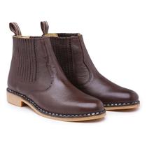 Bota Botina Country em Couro Masculino Cano Médio Elástico Resistente Confortável