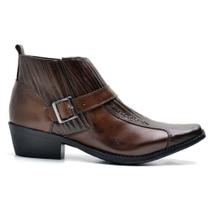 Bota Botina Country Masculina Couro Fivela Casual Moderna Bota Botina Country Masculina Couro Fivela Casual Moderna