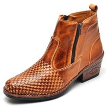 Bota Botina Country Masculina Trice De Couro Com Ziper JNA SHOES