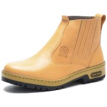 Bota Botina Country Masculino em Couro Com Sola De Borracha Cla-Cle Bege