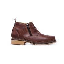 Bota Botina em Couro Masculino Zíper Bico Quadrado Resistente Elegante Confortável Bota Botina em Couro Masculino Zíper Bico Quadrado Resistente Elegante Confortável