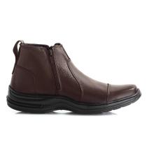 Bota Botina em Couro Masculino Zíper Elegante Resistente Super Confortável