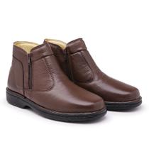 Bota Botina em Couro Masculino Zíper Elegante Resistente Super Confortável