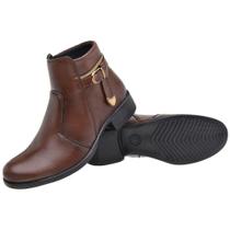 Bota Botina Feminina Cano Curto Coturno Salto Baixo Estilo