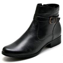 Bota Botina Feminina Cano Curto Preta De Couro JNA SHOES Bota Botina Feminina Cano Curto Preta De Couro JNA SHOES