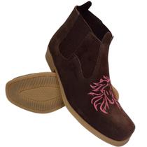 Bota Botina Feminina Country Cano Curto Bordada