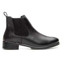 Bota Botina Feminina Couro Legitimo Tradicional Delicada Estilo Chelsea Preto