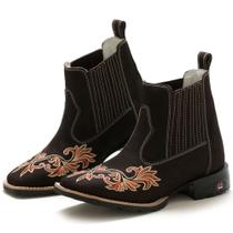 Bota botina feminina texana country bico quadrado