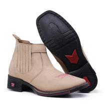 Bota Botina Feminina Texana Couro Bico Quadrado Cano Curto - Polo Art