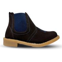 Bota Botina Infantil Azul Couro Legitimo