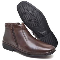 Bota Botina Leve Dois Zíperes Bico Quadrado Masculina Anatômica Leveterapia Café