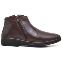 Bota Botina Leve Dois Zíperes Bico Quadrado Masculina Anatômica Leveterapia Café Bota Botina Leve Dois Zíperes Bico Quadrado Masculina Anatômica Leveterapia Café