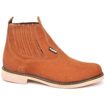 Bota Botina Masculina Caipira Rural Country Elastico Em Couro Nobuk ComPalmilhaGel 150