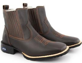 Bota Botina Masculina Cano Curto Em Couro Bordada Country Bota Botina Masculina Cano Curto Em Couro Bordada Country