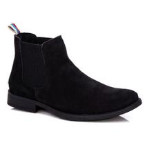 Bota Botina Masculina Chelsea Couro Camurça Casual Conforto Preto