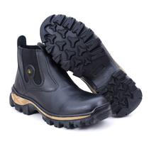 Bota Botina Masculina Couro Latego Legítimo Sola de borracha Trabalho Palmilha em Gel