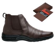 Bota Botina Masculina Gmm Shoes Leve Conforto Resistente Com Carteira