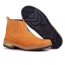 Bota Botina Masculina New Holland Couro Legítimo Amarelo Elástico Sola Costurada Bico Arrededondado Bota Botina Masculina New Holland Couro Legítimo Amarelo Elástico Sola Costurada Bico Arrededondado