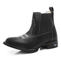 Bota Botina Masculina Rodeio Em Couro Com Bordado Bico Redondo Bota Botina Masculina Rodeio Em Couro Com Bordado Bico Redondo