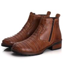 Bota Botina Masculina Texana Casco Tatu 100% Couro de Qualidade e Conforto