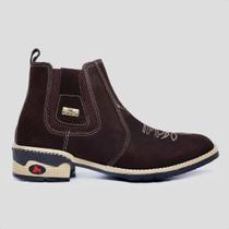 Bota Botina Masculina Texana Country Bordada em Couro Marrom Tamanho:39Gênero:Masculino