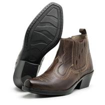 Bota Botina masculino Texana Bico Fino Quadrado Cano Curto Rodeio Montaria Country