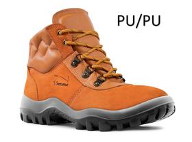 Bota Botina Nobuck Safetline Caramelo Bico Pvc