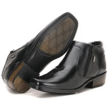 Bota Botina Preto Calçado Masculino em Couro Super Leve