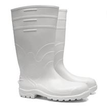 Bota botina pvc cano longa branca cozinha limpeza c/ forro