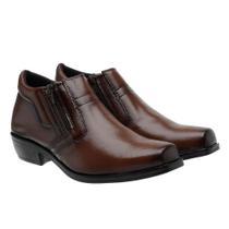 Bota Botina Social Casual Masculino Cano Curto Lisa Zíper Salto Baixo Quadrado Confortável