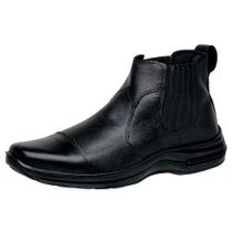 Bota Botina Social Masculino Couro Conforto Elastico Cano Medio Sola Borracha Antiderrapante