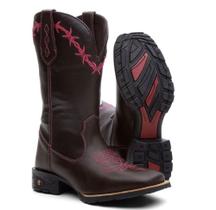 Bota Botina Texana Country Arame Rosa