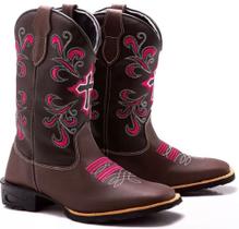 Bota Botina Texana Country Cruz Floral - texass boots