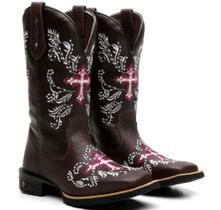 Bota Botina Texana Country Cruzeta Rosa Bota Botina Texana Country Cruzeta Rosa
