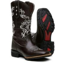 Bota Botina Texana Country Unissex Flor Branca