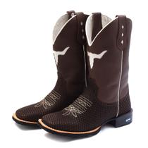 Bota Botina Texana Em Couro Snake Country Montaria Bordada