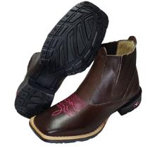 Bota Botina Texana Feminino Couro Latego Cano Médio