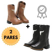 Bota Botina Texana Infantil Masculina Feminina KIT 2 PARES Em Couro Legitimo 24 ao 35