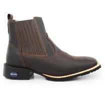 Bota Botina Texana Masculina em Couro Country Cano Curto