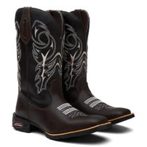 Bota Botina Texana Masculina Estampa Country em Couro