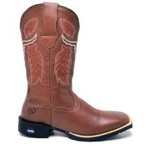 Bota Botina Texana Masculino Bico Quadrado Couro Legitima Country