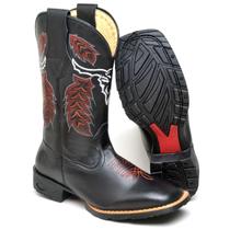 Bota Botina Texana Masculino Bico Quadrado Couro Legitima Country