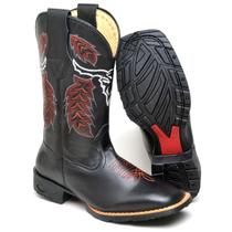 Bota Botina Texana Masculino Bico Quadrado Couro Legitima Country - Dallu Calçados