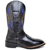 Bota Botina Texana Masculino Bico Quadrado Couro Legitima Country