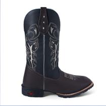 Bota Botina Texana Unisex Bordada Forrada Bico Quadrado Delegada Café