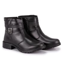 Bota Botinha Cano Baixo Feminina Bico Redondo Sola Baixa Fivela e Zíper Marrom 202 ADV Bota Botinha Cano Baixo Feminina Bico Redondo Sola Baixa Fivela e Zíper Marrom 202 ADV