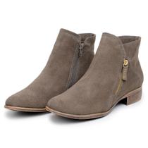 Bota Botinha Chelsea Feminina Camurça Legítimo Cano Curto Com Zíper