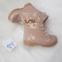 Bota Botinha Coturno C Corrente Dourada Bebe Menina Blogueirinha